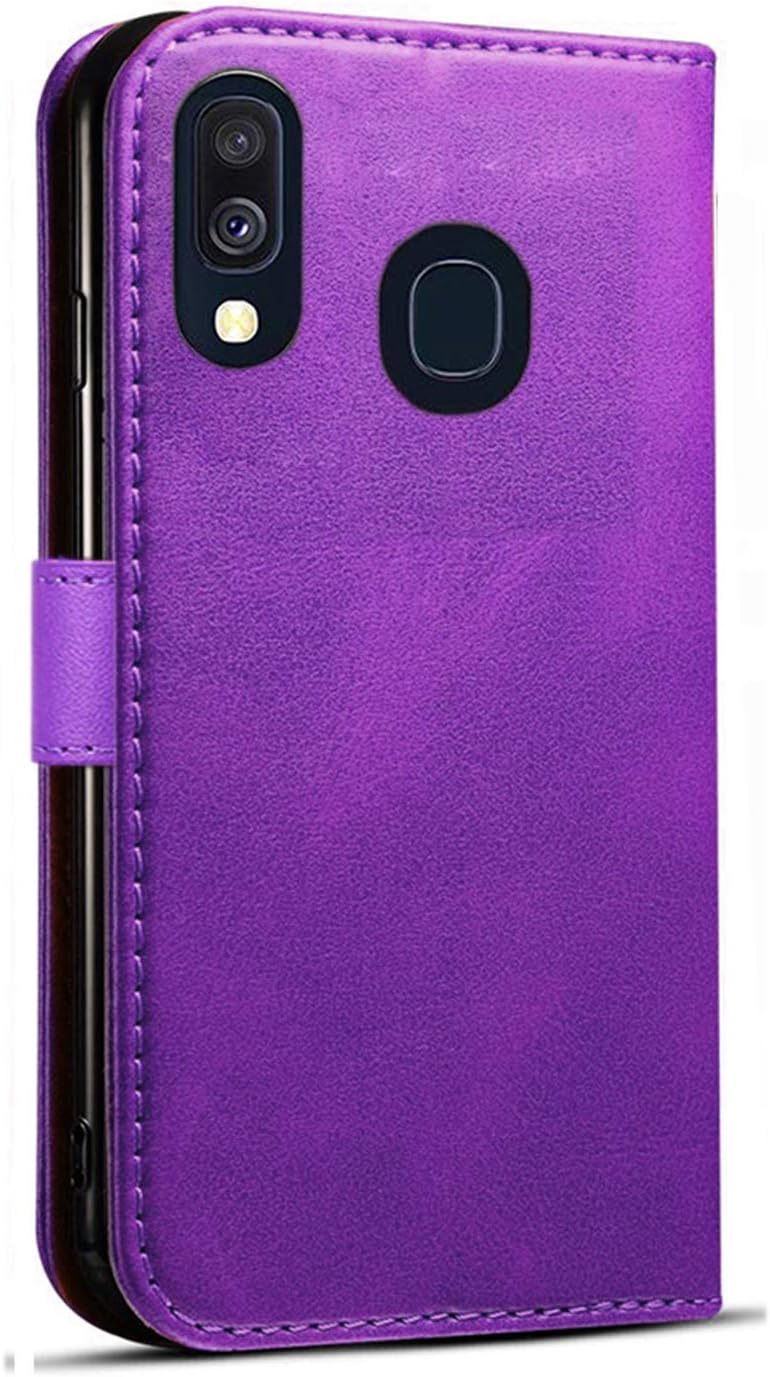 Case Compatible for Samsung Galaxy A20e (5.8 Inch) Leather Magnetic Closure Flip Card Holder Wallet Stand View Protective Cover for Samsung Galaxy A20e (Purple) - Image 5