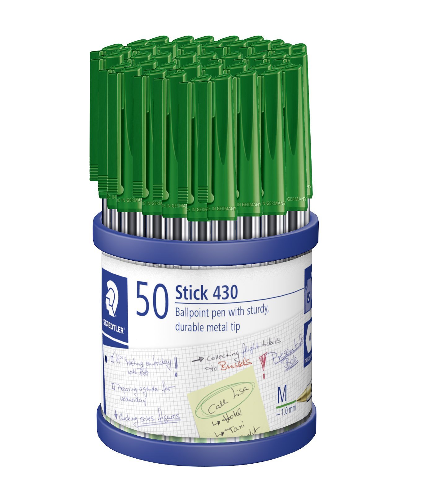 Staedtler Stick 430 M5CP50 Ballpoint Pen Medium, Green, Box of 50