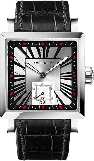 Amazon Agelocer メンズ 腕時計 トップブランド 機械式カレンダー 夜光アナログ腕時計 スクエアローマダイヤル Agl 3301a1 メンズ腕時計 腕時計 通販