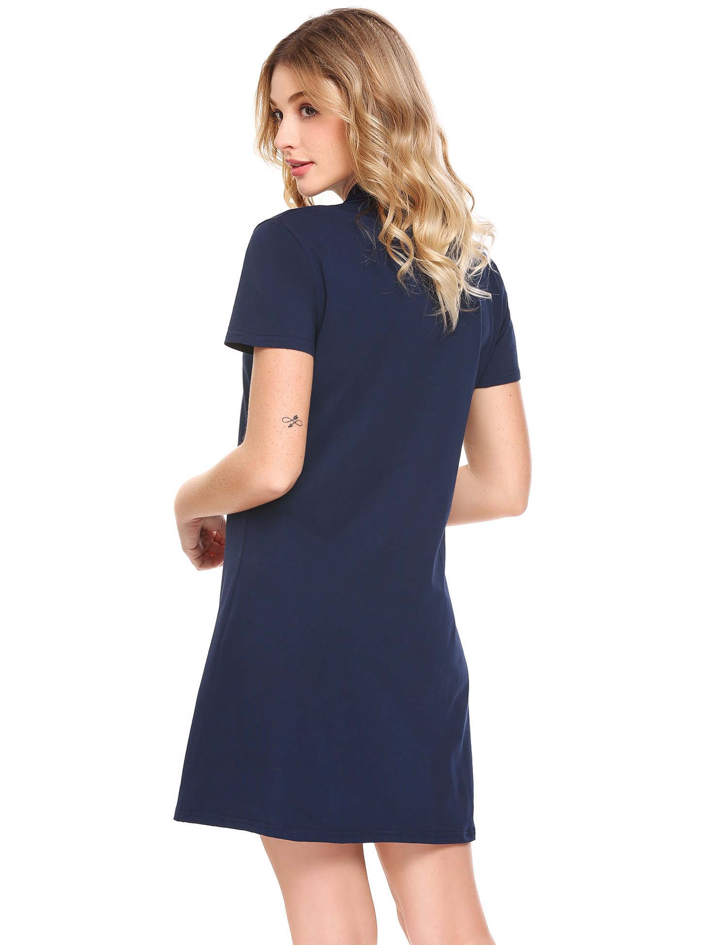 Ekouaer Womens Short Sleeve Sleepshirt Button Down Top Boyfriend Nightshirts