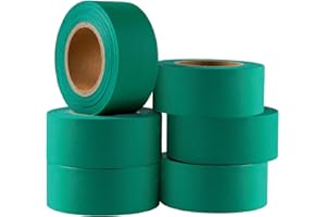 G GEYYANG GEYYANG Green Flagging Tape,3.35 Mil Thick,1-3/16" x 98ft, 6 Rolls - NO Adhesive - Survey and Mark Boundaries, Trees and Hazardous Areas - Weatherproof and Fade-Resistant
