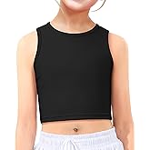 HASMES Girls Athletic Tank Tops Sleeveless Round Neck Basic Cute Dance Crop Tops for Kids 6-14Y