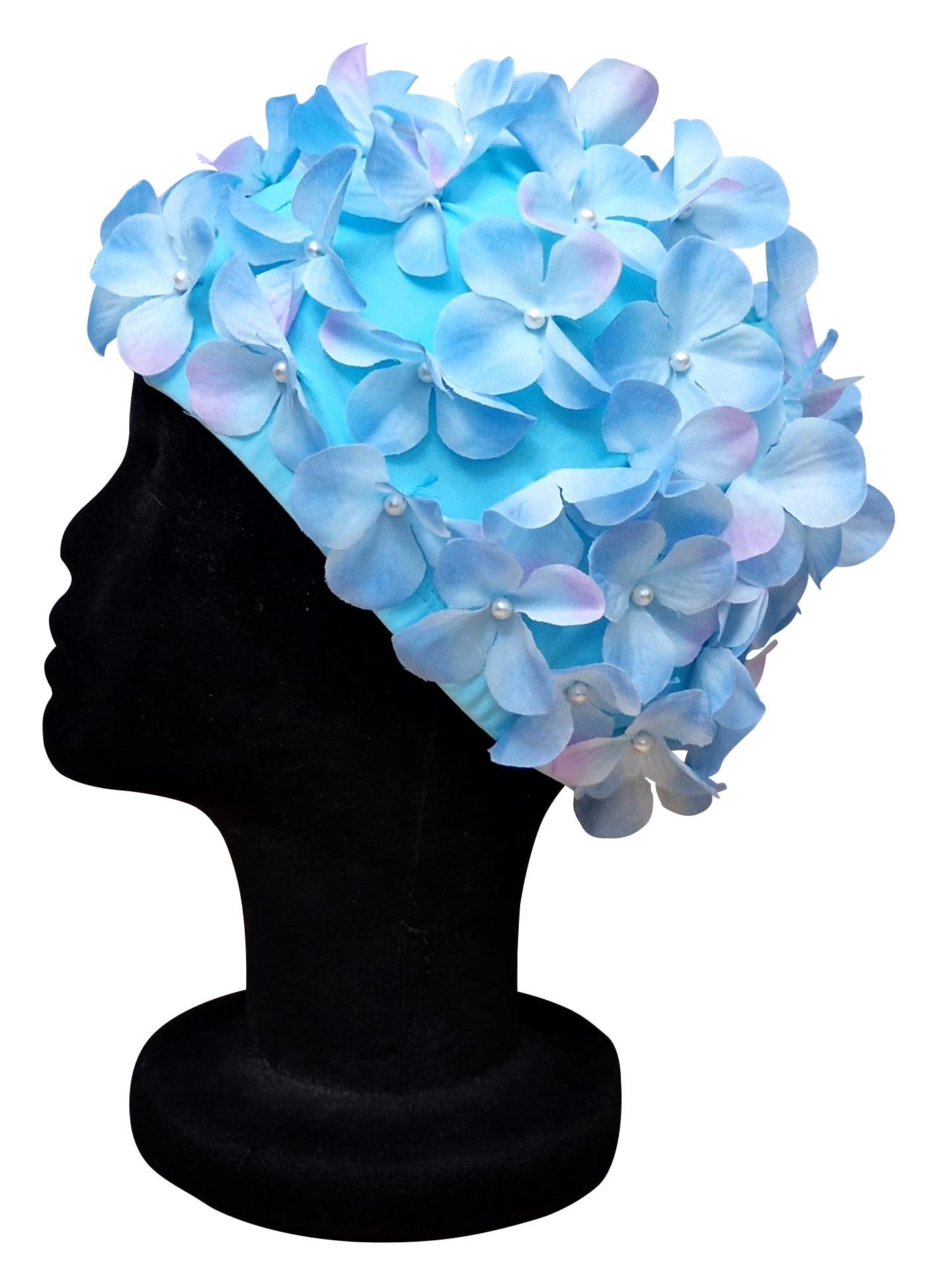 Blue Reef Leo Floral Ladies Classic Retro 3D Flower Petal Plain One Colour Pretty Stylish Vintage Swimming Hat Swim Cap One Size Adults (Blue)