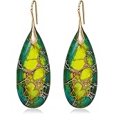 Wovanoo Natural Stone Earrings Waterdrop Stone Dangle Earrings for Women