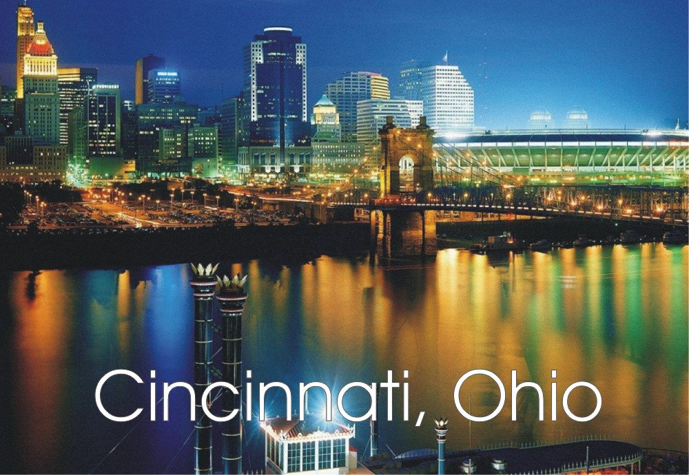 Cincinnati, Ohio Skyline, Edificios por la Noche, Imán de Recuerdo ...