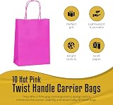 Thepaperbagstore 10 Hot Pink Small Paper Party Bags with Handles 18x22x8cm view 2