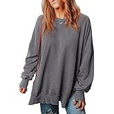 SHEWIN Womens Sweatshirt Casual Long Sleeve Crewneck Lightweight Pullover Tops Loose Sweatshirts