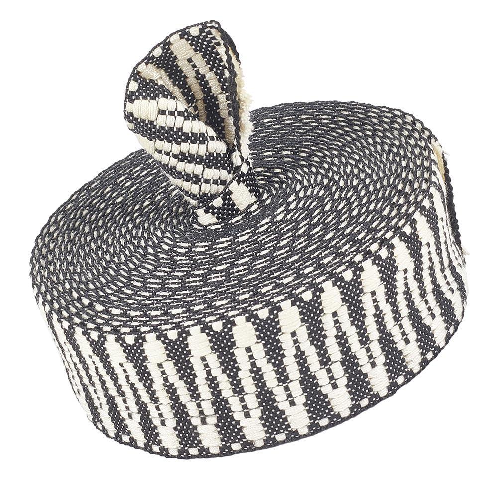 BENECREAT 5Yards/4.57m Jacquard Cotton Webbing 1.5Inch(38mm) Webbing Strap Two Tone Heavy Sewing Webbing Woven Ribbon for Clothing Accessories Backpack Strap