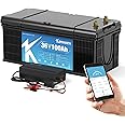 KEPWORTH 36V 100Ah LiFepo4 Battery, Rechargeable Lithium Batteries with 200A Bluetooth Smart BMS, 4000+ Deep Cycle, 10 Years-Lifetime, Perfect for Boat, Trolling Motor, Golf Carts, Lawn Mower
