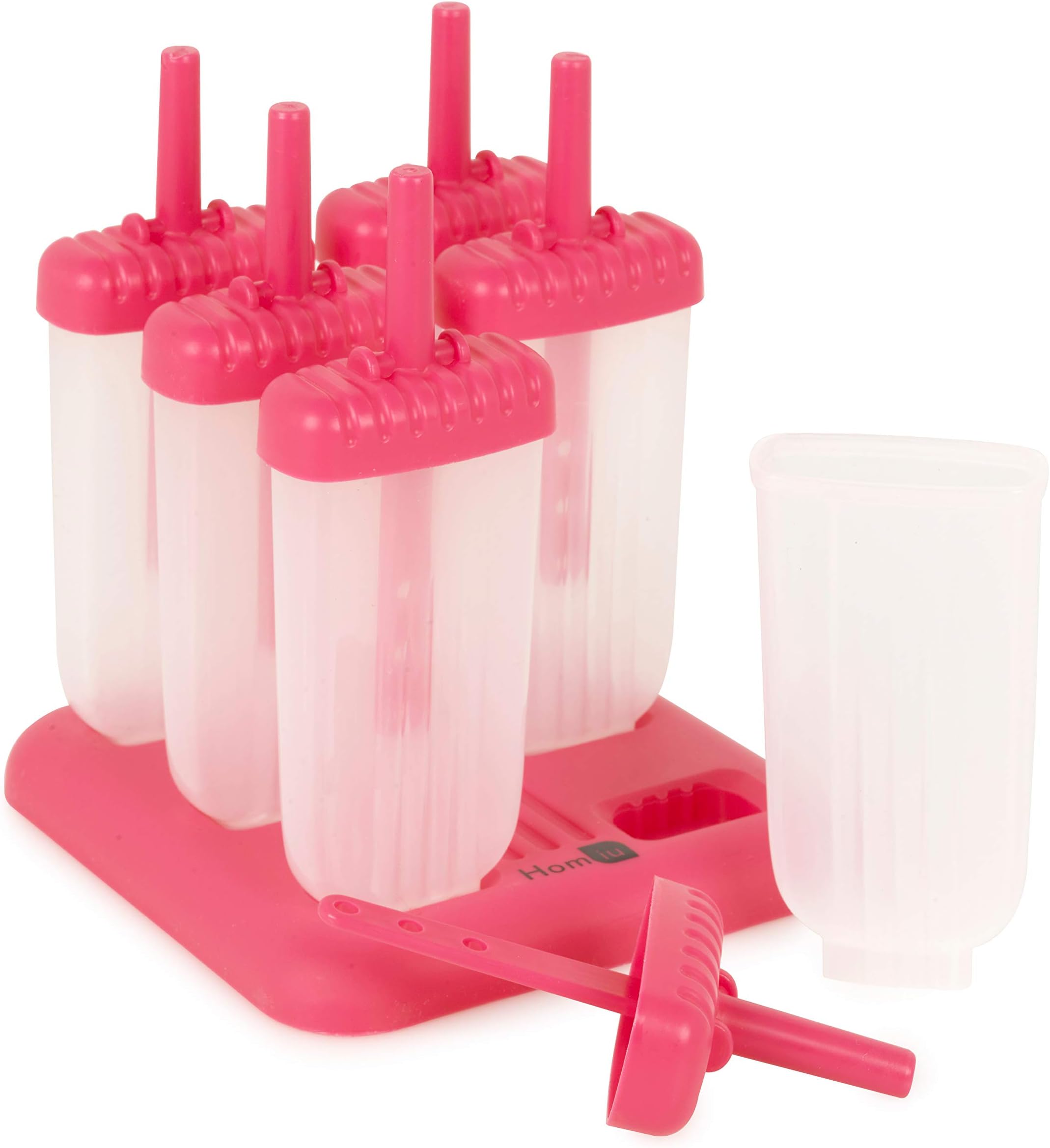 Popsicle Molds with Sticks 6 Pack DIY Non-Stick Features Easy Clean Includes Drip Tray Dishwasher Freezer Safe Create Your Own (Pink)