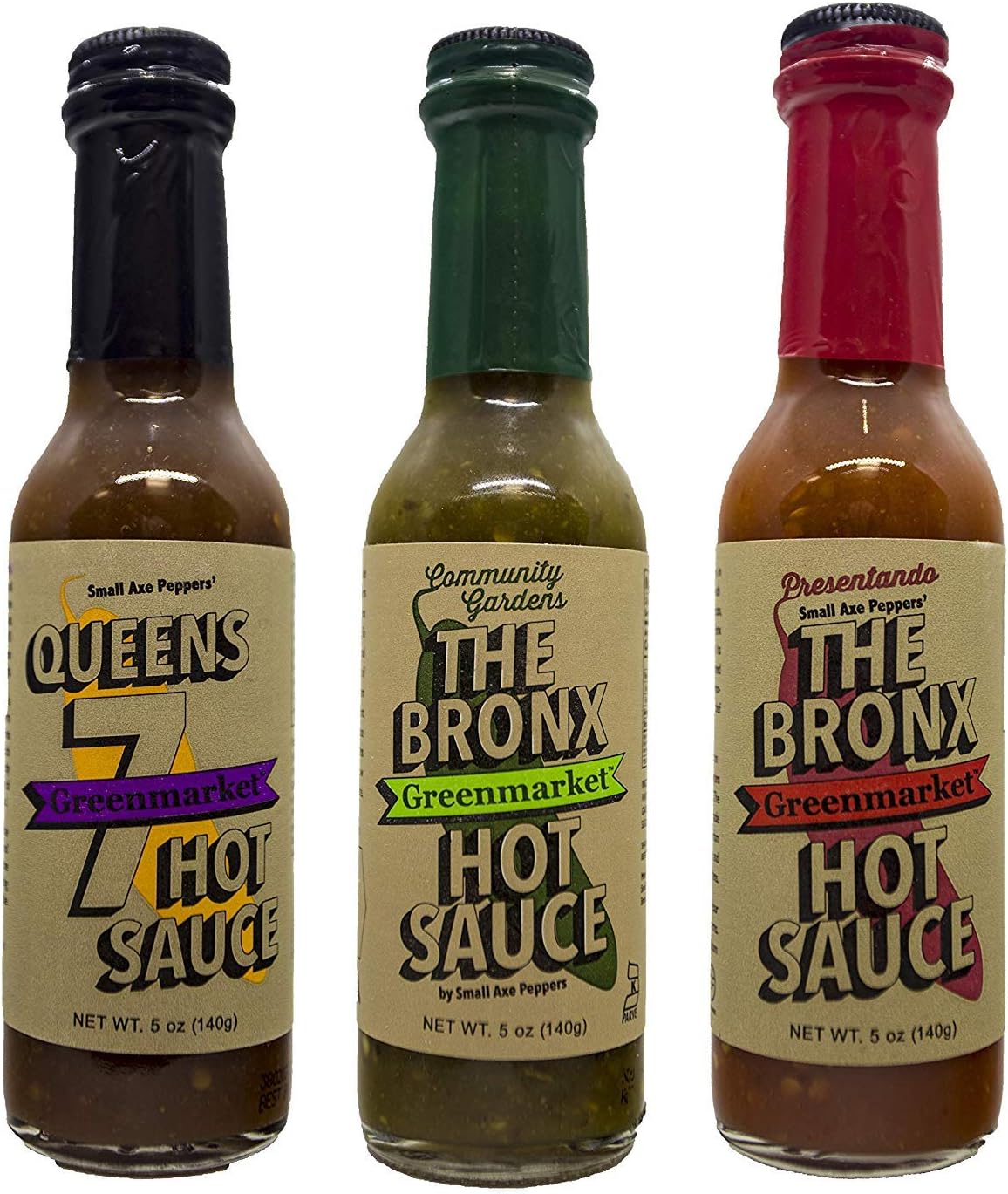 Small Axe Peppers The Bronx Greenmarket Hot Sauce, Variety 3 Pack - All Natural, Vegan, Made in the USA, non-GMO, Community Garden Grown, Featured on Hot Ones!
