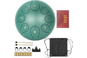 ITHWIU Steel Tongue Drum 6 Inch 8 Notes Hand Drum Set Percussion Instrument Calm Drum with Bag,Mallets,4 Finger Picks,Music B