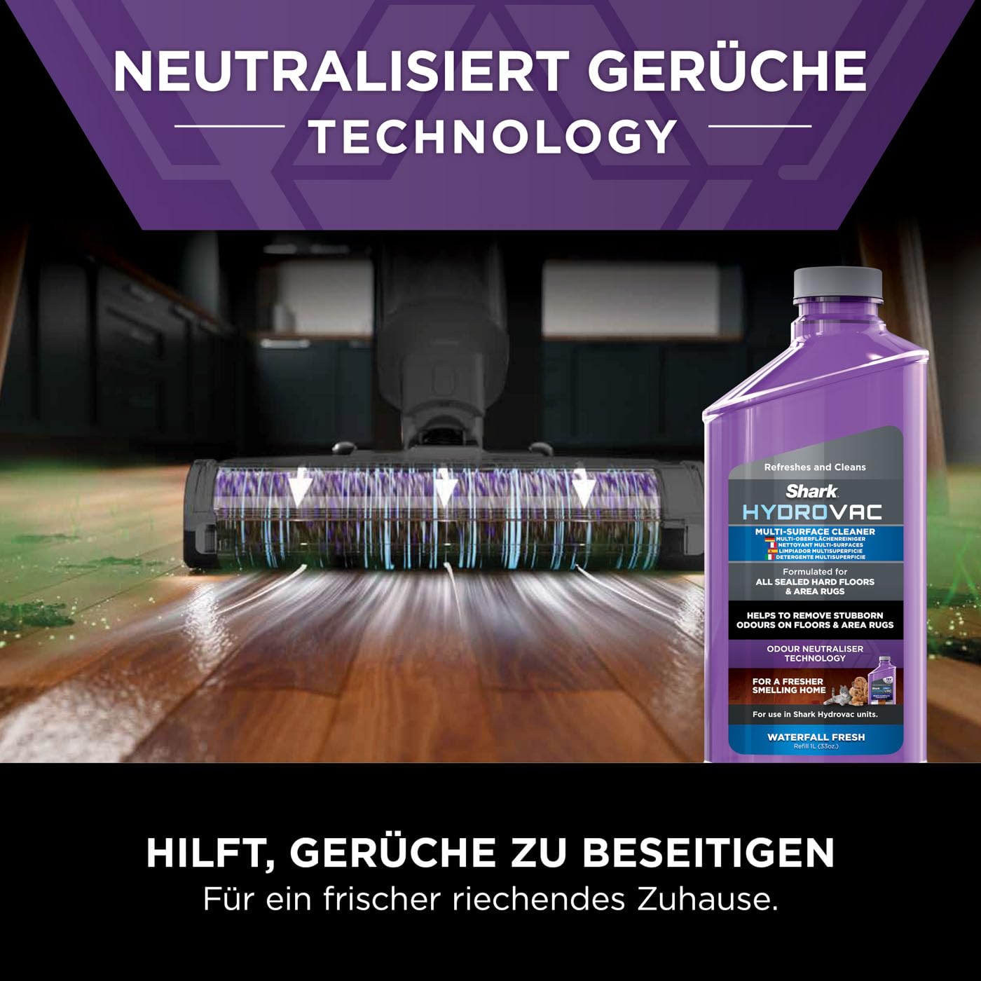 Shark HydroVac Kabelloser Nass Trockensauger mit antimikrobieller Bürstenrolle, Mehrzwecklösung geruchsneutralisierend, selbstreinigender Bodenreiniger, saugt & wischt, Grau WD210EU 7