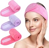 KinHwa 3 Pack Spa Facial Headband Purple Microfibre Adjustable