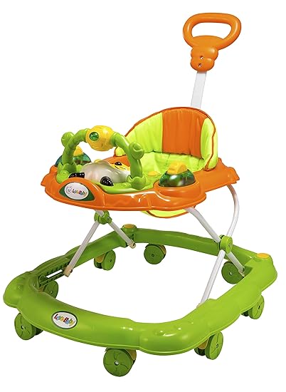 Goyals Birdie Musical Walker with Parental Push Handle & 6 Levels Height Adjustment - Green