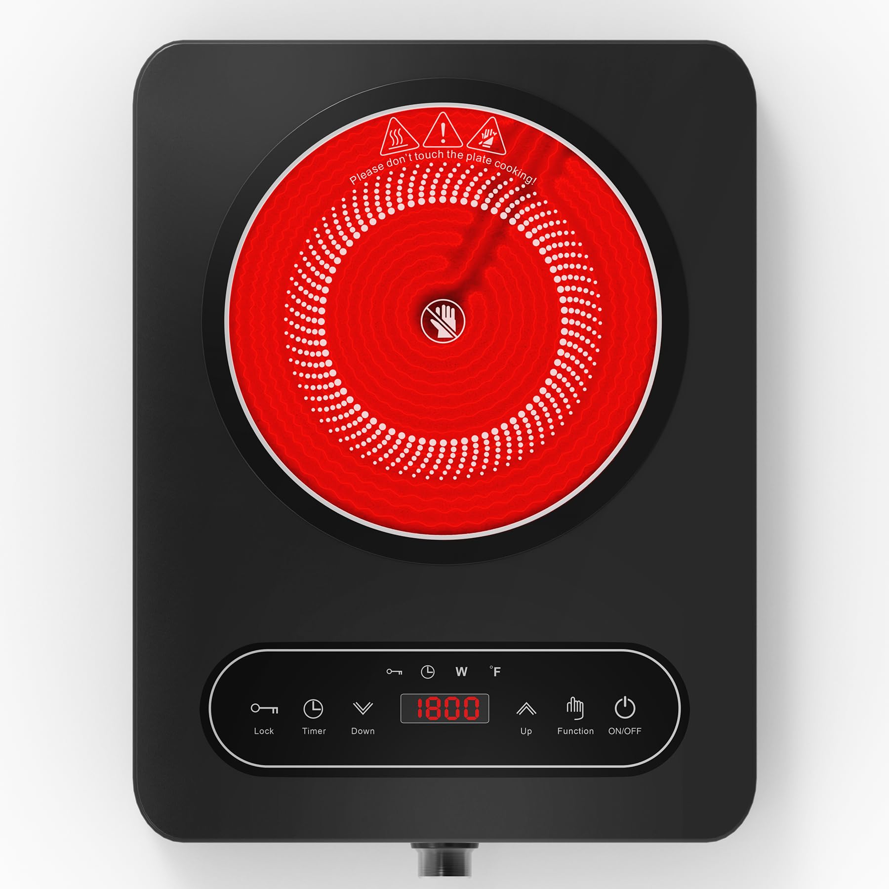 Photo 1 of VBGK Single Burner Electric Cooktop, 110V 1800W Electric Cooktop with LED Touch Controls and Knob Controls, 10 Power Levels, 4-Hour Timer, Safety Lock, Single Burner Overheat Protection