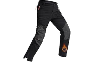 Rapoo Snow Ski Softshell Waterproof Snowboard Winter Hiking Cargo Pants Outdoor Fleece Lined Zipper Bottom Leg