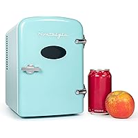 Nostalgia RF6RRAQ Retro 6-Can Personal Cooling and Heating Mini Refrigerator with Carry Handle for Home Office, Car…