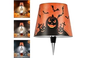 SOUDFK 2024 New Halloween Night Light, Wireless Bottle Light, Indoor/Outdoor Decoration (Black and Orange Pumpkin 1pc)