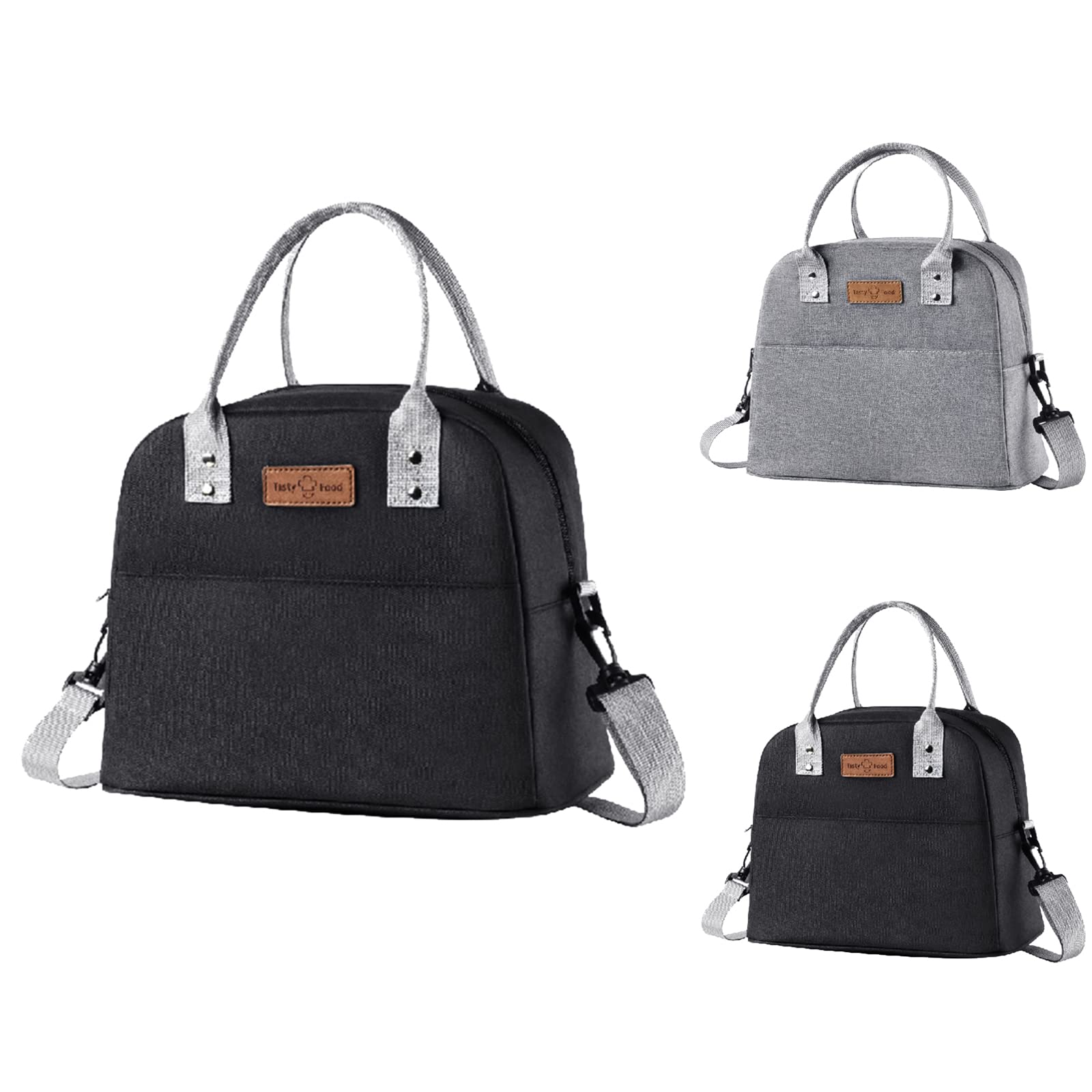 Darbermu Lunch Bag, Insulated Lunch Bags Large Capacity Waterproof Portable Tote Bag with Adjustable Shoulder Strap for Work School Picnic Camping BBQ Outdoor (Black)