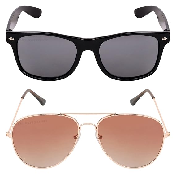 Criba Gradient Wayfarer Unisex Sunglasses - (pknk+gol dbn sd_CRLK|40|Black Color Lens)