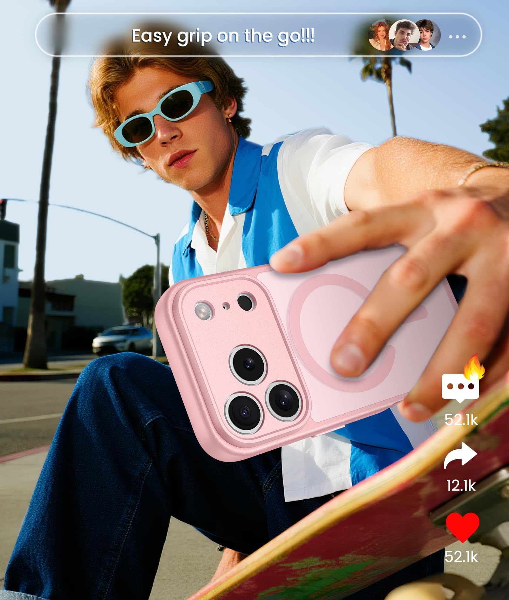 FNTCASE for iPhone 17 Pro Case: Magnetic Frosted Translucent Matte Military Grade Shockproof Slim Cover | Full Covered Camera Protection | Slim Drop Proof Durable Protective Cases