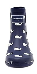 LONDON FOG Womens Piccadilly Rain Boot Navy Whales
