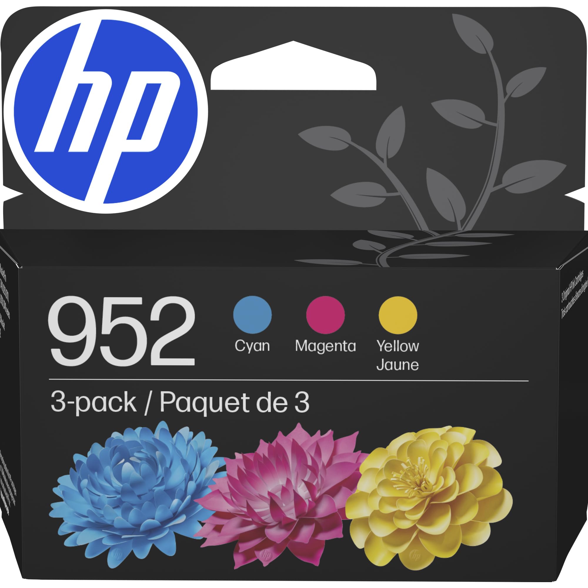 Cartuchos de tinta HP 952 cian, magenta y amarillo (paquete de 3) | Funciona con series de impresoras: OfficeJet 8702, OfficeJet Pro 7720, 7740, 8210, 8710, 8720, 8730, 8740 | Elegible para Instant Ink | N9K27AN