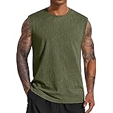 COOFANDY Men's Sleeveless Shirts Cotton Workout Tank Tops Casual Muscle Washed T Shirt Summer Beach Tee Loose Fit