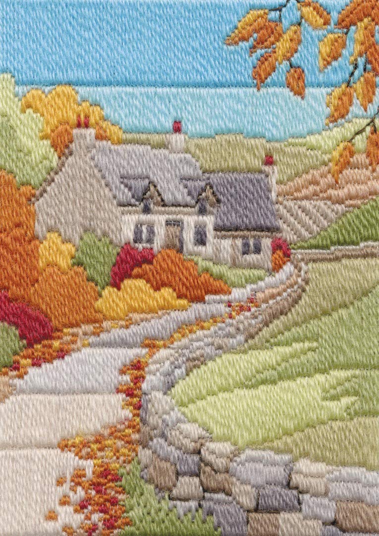 Derwentwater Designs Cottages Autumn Long Stitch Kit,17cm x 24cm