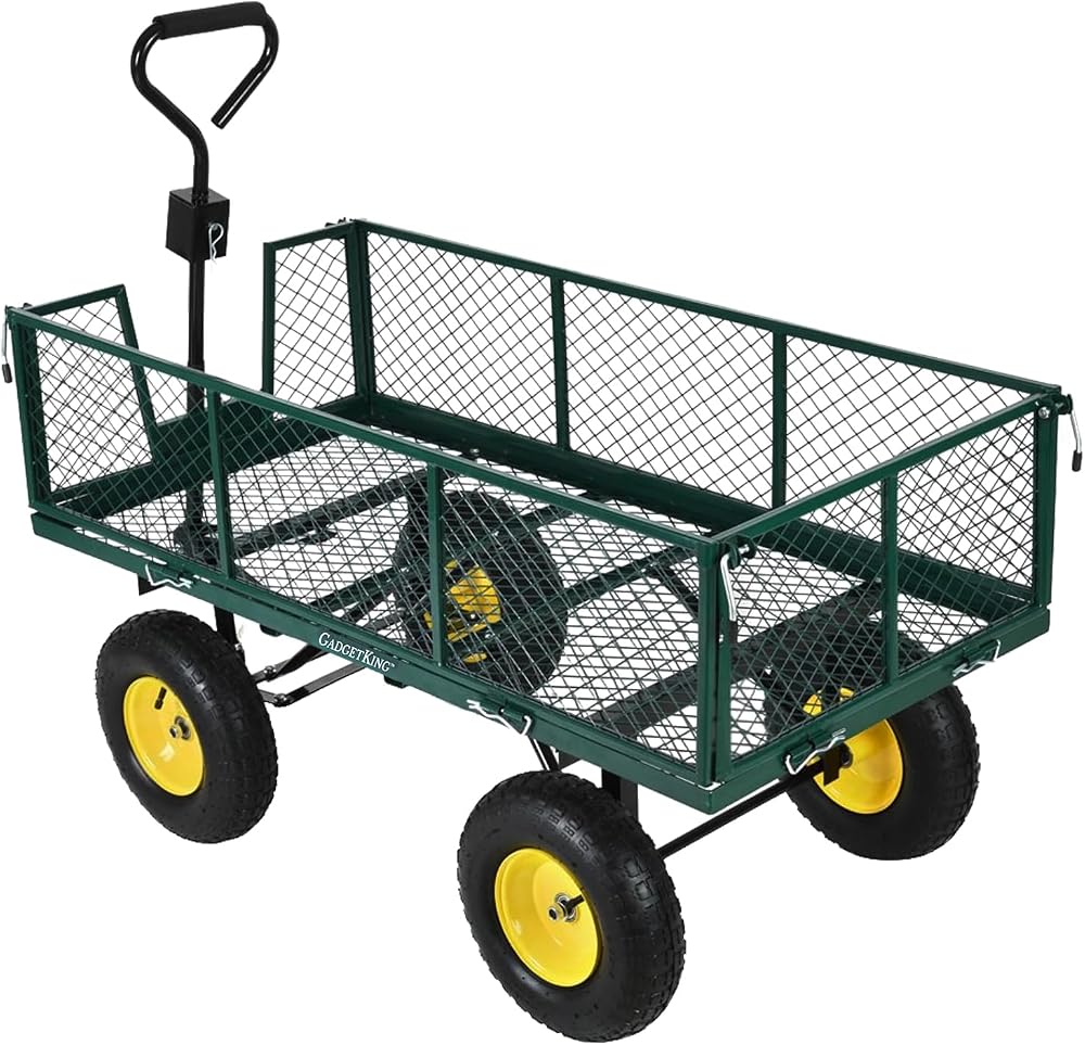 Gadgetking 500KG Heavy Duty Garden Trolley Quad Trailer Utility Wagon