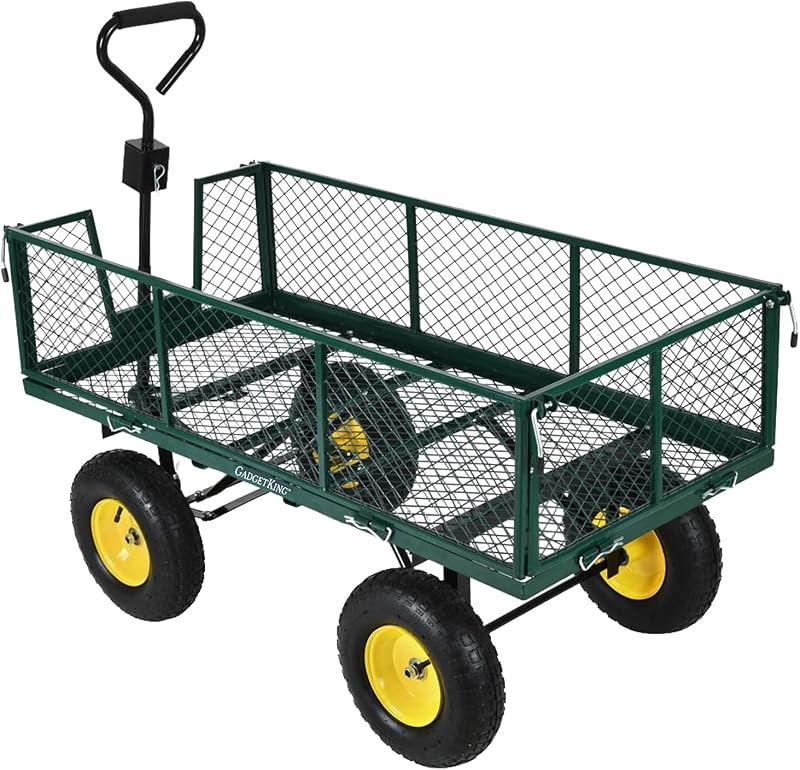Gadgetking 500KG Heavy Duty Garden Trolley Quad Trailer Utility Wagon