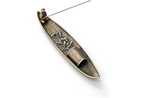 Fishing Boat Incense Holder for Sticks, Alloy Metal Stick Incense Holder Burner with Ash Catcher Tray, Incense Stick Burner f