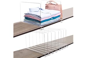 Markdang 10 Pcs Acrylic Shelf Dividers (Shelves Less Than 0.8" Thick) for Closet Organization Clear Closet Shelf Divider for Closets Book Shelves Purse Sweater Organizer Craft Room Organizers