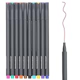 Huhuhero Fineliner Color Pen Set, 0.38 mm Fine Line Drawing Pen, Porous Fine Point Markers Perfect for Coloring Book and Bullet Journal Art Projects, Pack of 10