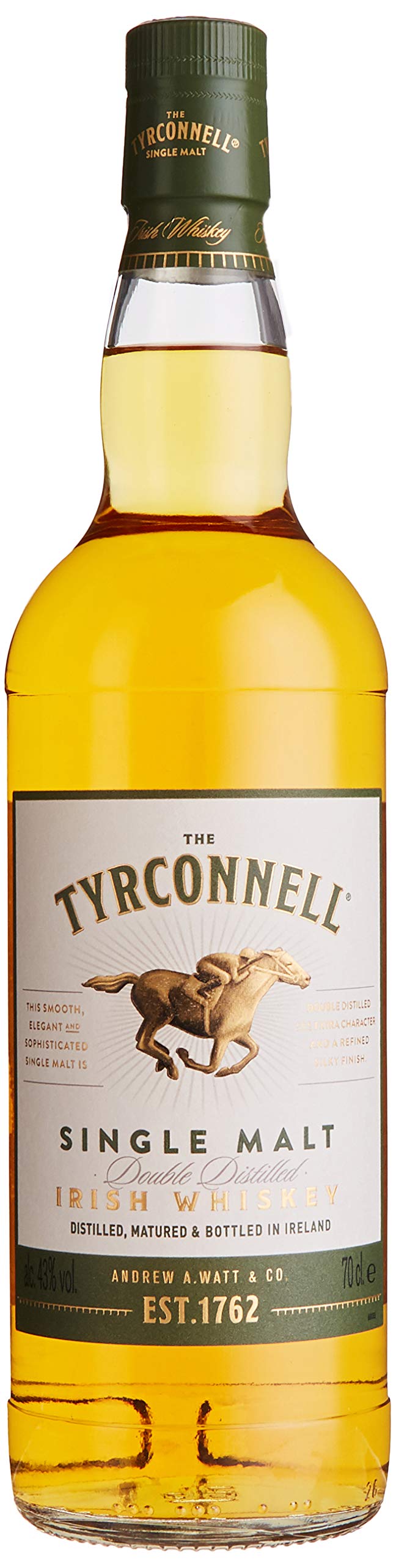 The Tyrconnell | Single Malt Irish Whisky | charaktervoller Geschmack durch Zweifach-Destillation | 43% Vol | 700ml Einzelflasche
