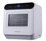 Hamilton Beach Portable Countertop Dishwasher No Hookup Unit with 6-Liter Water Bank for Tabletop, Apartment, or RV, Compact Dishwashing and Drying Machine, Delay Timer, Rapid Cleaning