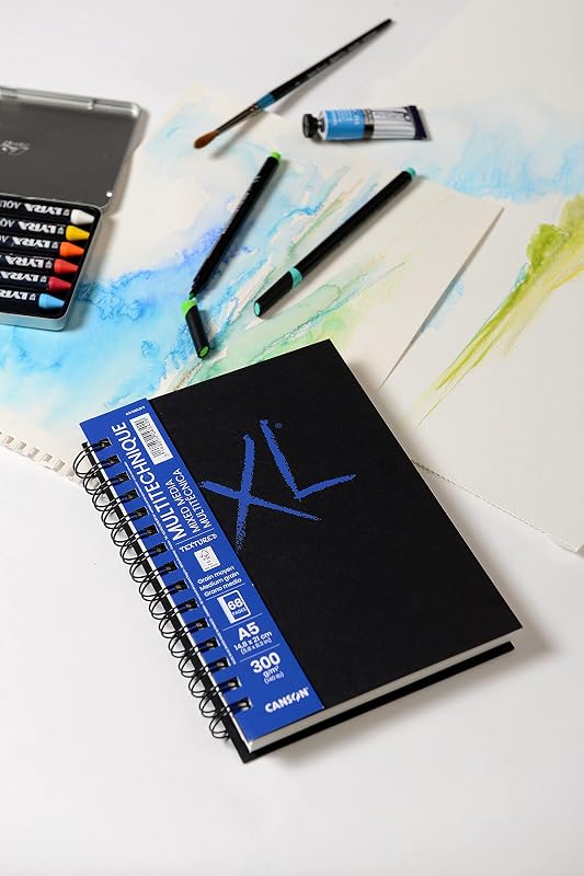XL Art Book, Papel Multitécnica, Grano Medio, 300gsm, Cuaderno Espiral, A5-14,8x21cm, Blanco, 34 hojas — foto 3 de 7