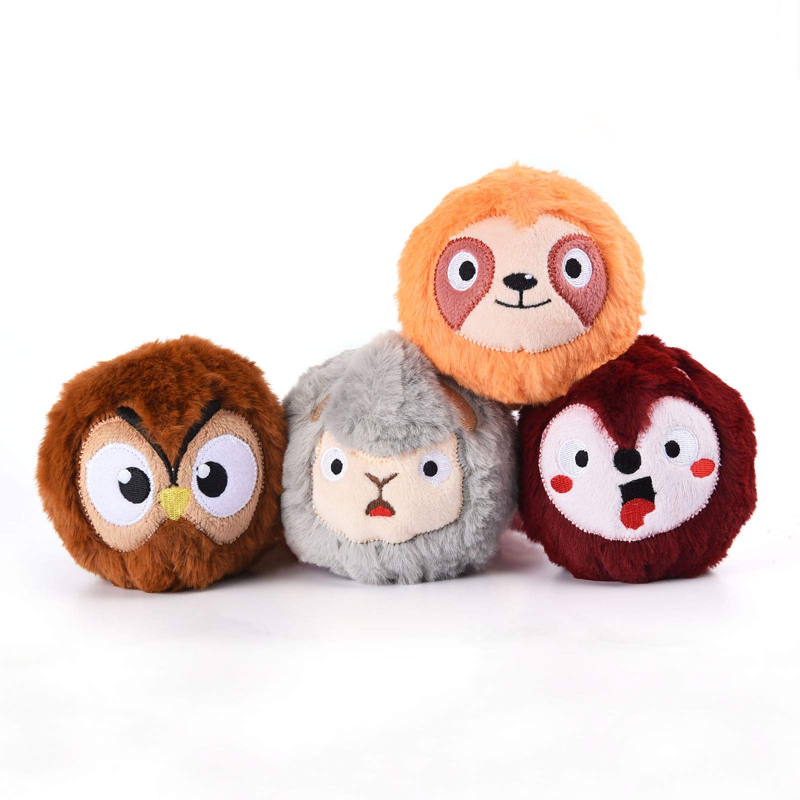 HugSmart Pet Zoo Ball 2 in 1 Plush and Squeaky Tennis Ball for Dog,No Stuffing Tough Interactive Fetch Dog Toys for Small Medium Large Dogs (4 Pack)