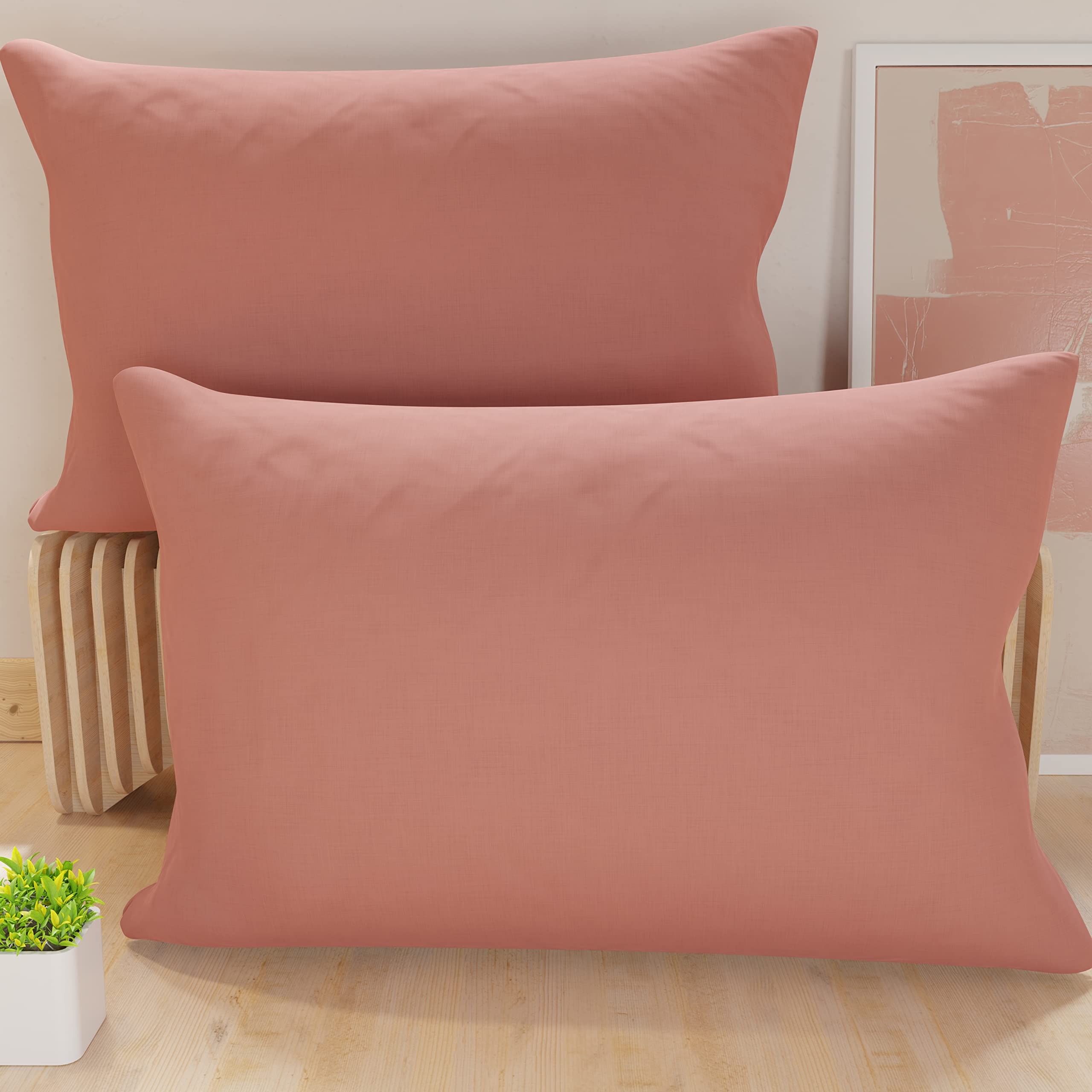 PETTI Artigiani Italiani - Pair of Microfiber Pillowcases 50x80 cm, Bedroom Cushions, Sofa, Set of 2 Cushion Covers, Solid Color Pink Pillowcase, 100% Made in Italy