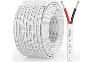 CONEPY 14 Gauge Marine Wire, 14/2 Duplex Marine Grade Cable, IP68 Waterproof/Oxygen-Free Tinned Copper Stranded PVC 14 AWG Wire for Boat, Automotive, RV, Solar, LED Strips (50FT)