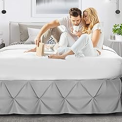 Nestl Light Grey Bed Skirt Cal King Size, Pinch
