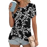 Addtoo Womens 2026 Summer Tops Casual Twist Front Blouses Short Sleeve Tshirts Fitting Tunic S-3XL