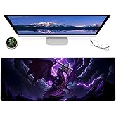 ainori Purple Lightning Dragon Gaming Mouse Pad,12x31.5in Non-Slip Rubber Cool Animal Desk Mat,Large Extended Mousepad for Office Home Laptop,Fun Mice Pads Gifts,Game Lover Deskmat Decor