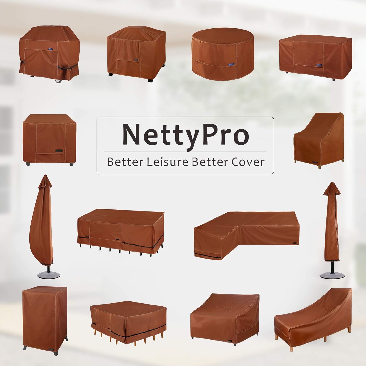 NettyPro Outdoor Fire Pit Table Cover 48 inch Rectangular Deck Box Cover Waterproof Heavy Duty Patio Firepit Cover, Brown : Garden & Outdoor