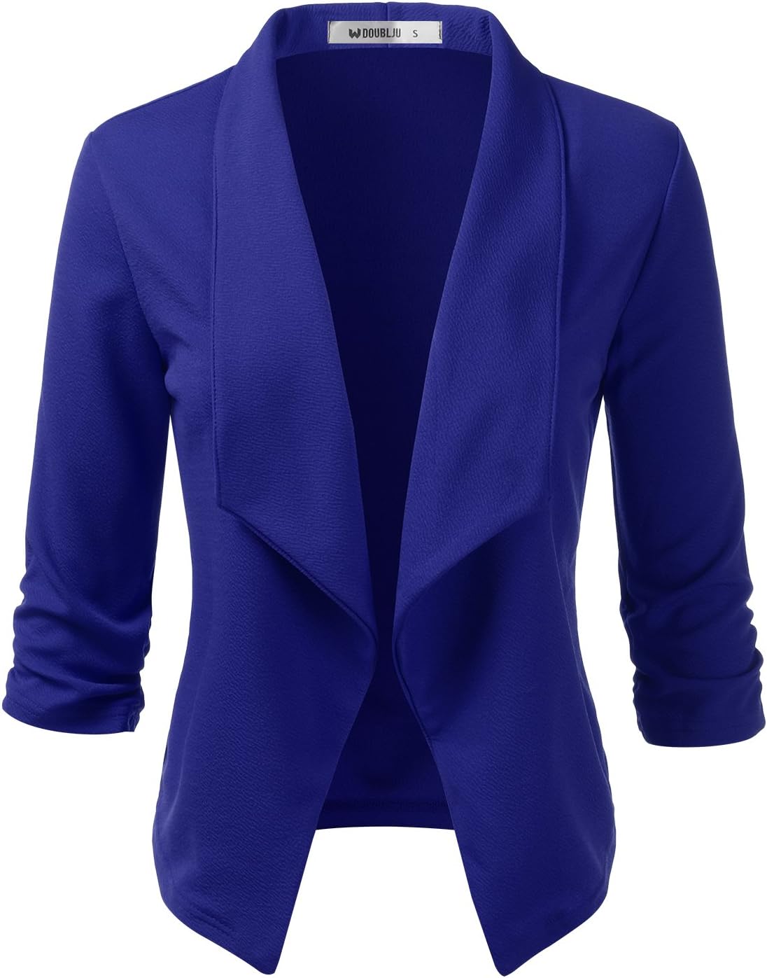 Women's Casual Work Ruched 3/4 Sleeve Open Front Blazer Jacket with Plus Size