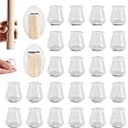 24 PCS Chair Leg Floor Protectors with Felt Bottom|Round□ Silicone Chair Leg Covers for Mute Furniture Moving|Elastic Chair Leg Caps to Prevent Scratches. (High Transparency, Small)