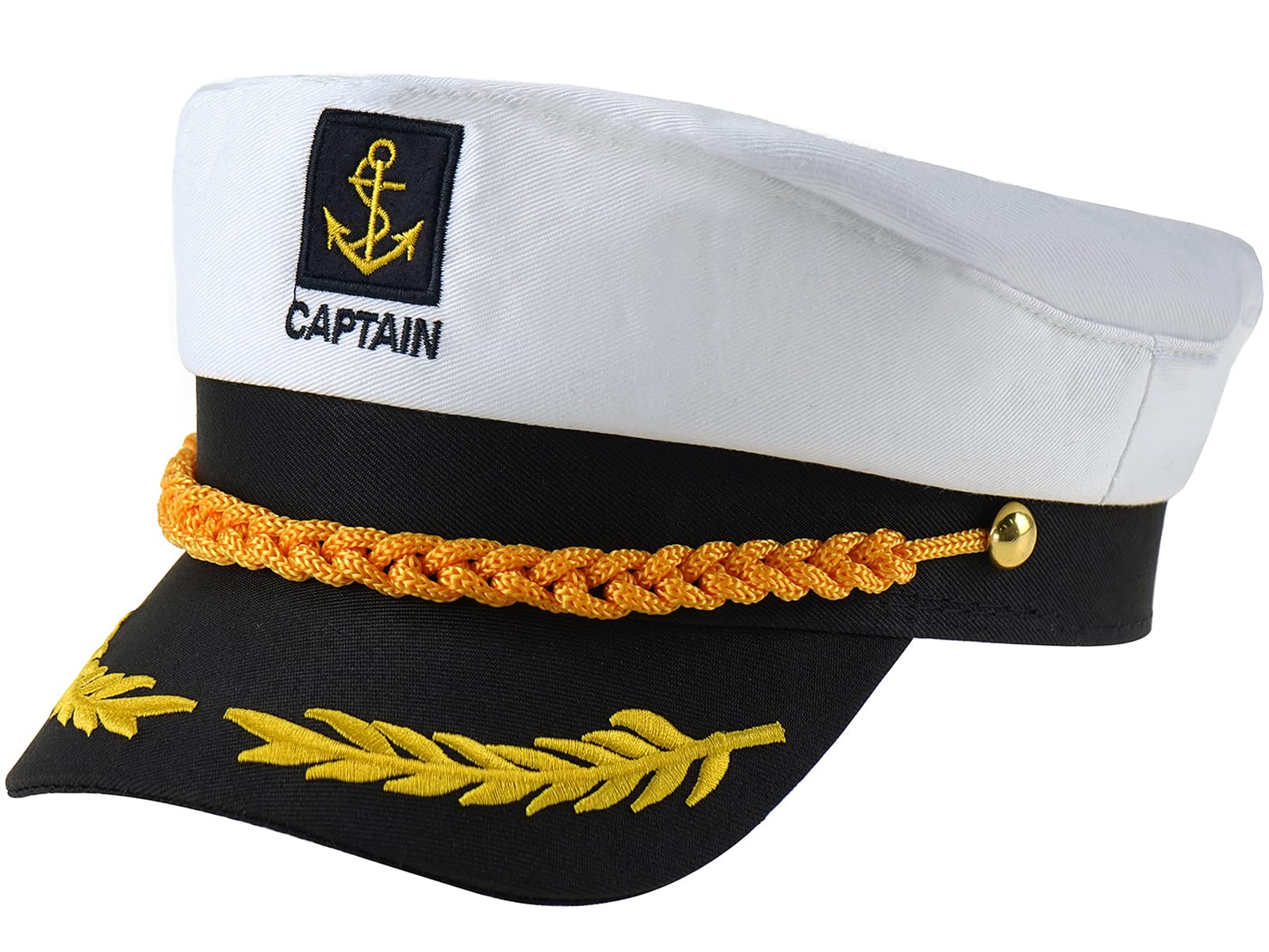 KharmLaddy Sailor Captain Hat for Adults Admiral Cap Navy Hats for Nautical Cosplay Party White