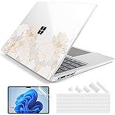 Batianda Premium Case for 2024 Microsoft Surface Laptop 13.8" Touchscreen (7th Edition) Creative Pattern Durable Scratch-Resistant Easy Install, with Keyboard Cover & Screen Protector, Gold Lotus