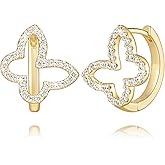 Niratty Gold Hoop Earrings 14K Gold Hoop Earrings for Women Earring Hoops Hollowed Butterfly-Inspired with Flowing Lines Cubic Zirconia Butterfly Hoops Earring for Women 16.5mm